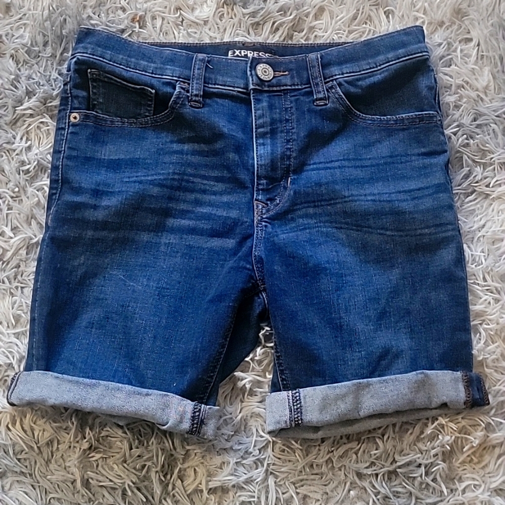Express Dark Denim Bermuda Long Shorts Size 2